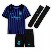 Inter Milan Alessandro Bastoni #95 Domáci Detský futbalový dres 2025-26 Krátky Rukáv (+ trenírky)